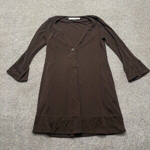 Diane Von Furstenberg Top 4 Brown Viscose Gaby Tunic Blouse 3/4 Sleeve USA